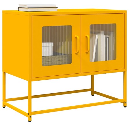 Mueble TV acero laminado en frío amarillo mostaza 68x39x60,5 cm
