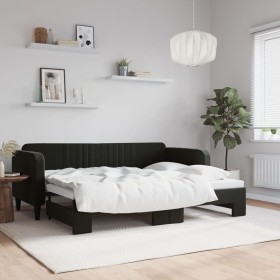 Ausziehbares Schlafsofa aus schwarzem Samt, 80 x 200 cm von vidaXL, Betten und Lattenroste - Ref: Foro24-3197060, Preis: 248,...