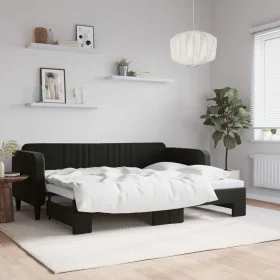 Ausziehbares Schlafsofa aus schwarzem Samt, 80 x 200 cm von vidaXL, Betten und Lattenroste - Ref: Foro24-3197060, Preis: 244,...