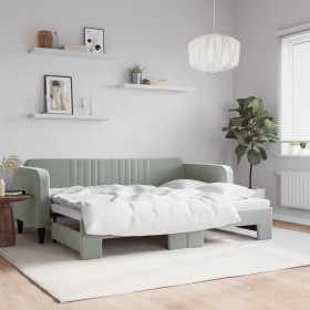 Ausziehbares Schlafsofa aus hellgrauem Samt, 80 x 200 cm von vidaXL, Betten und Lattenroste - Ref: Foro24-3197056, Preis: 250...