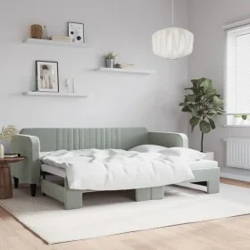 Ausziehbares Schlafsofa aus hellgrauem Samt, 80 x 200 cm von vidaXL, Betten und Lattenroste - Ref: Foro24-3197056, Preis: 247...