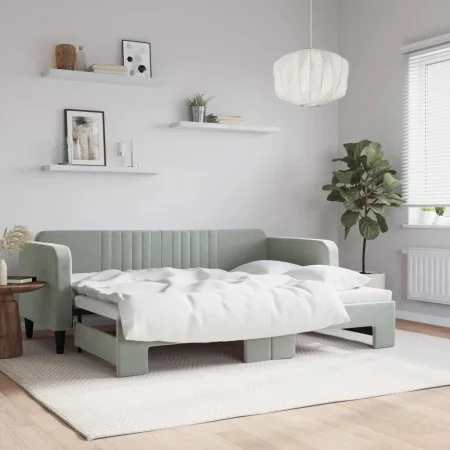 Ausziehbares Schlafsofa aus hellgrauem Samt, 80 x 200 cm von vidaXL, Betten und Lattenroste - Ref: Foro24-3197056, Preis: 248...