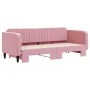 Pink velvet trundle sofa bed 80x200 cm by vidaXL, Beds and slatted bases - Ref: Foro24-3197059, Price: 241,08 €, Discount: %