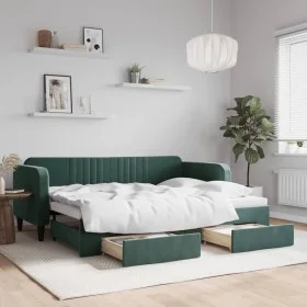Trundle sofa bed with drawers dark green velvet 80x200 cm by vidaXL, Beds and slatted bases - Ref: Foro24-3197106, Price: 282...