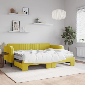 Trundle sofa bed with drawers yellow velvet 80x200 cm by vidaXL, Beds and slatted bases - Ref: Foro24-3197085, Price: 407,15 ...