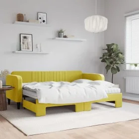 Trundle sofa bed with drawers yellow velvet 80x200 cm by vidaXL, Beds and slatted bases - Ref: Foro24-3197085, Price: 407,26 ...