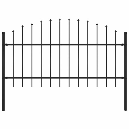 Valla de jardín con punta de lanza de acero 181x125 cm negra