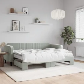 Trundle sofa bed with light gray velvet mattress 80x200 cm by vidaXL, Beds and slatted bases - Ref: Foro24-3197080, Price: 42...