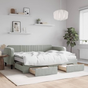 Sofá cama nido con cajones terciopelo gris claro 80x200 cm de vidaXL, Camas y somieres - Ref: Foro24-3197128, Precio: 457,33 ...