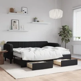 Trundle sofa bed with drawers black velvet 80x200 cm by vidaXL, Beds and slatted bases - Ref: Foro24-3197132, Price: 452,78 €...