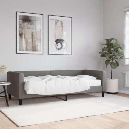 Sofá cama con colchón tela gris oscuro 80x200 cm