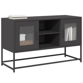 Mueble para TV de acero negro 100,5x39x60,5 cm en Muebles TV | Comprar online en Foro24