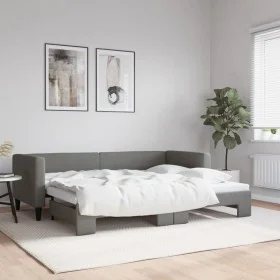 Trundle sofa bed dark gray fabric 80x200 cm by vidaXL, Beds and slatted bases - Ref: Foro24-3196574, Price: 241,29 €, Discoun...
