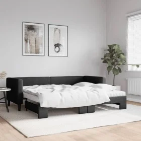 Trundle sofa bed with black fabric mattress 80x200 cm by vidaXL, Beds and slatted bases - Ref: Foro24-3196593, Price: 417,23 ...