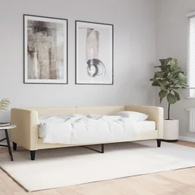 Sofa bed with cream fabric mattress 90x200 cm by vidaXL, Beds and slatted bases - Ref: Foro24-3196564, Price: 329,07 €, Disco...