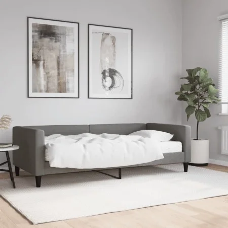 Sofa bed with dark gray fabric mattress 90x200 cm by vidaXL, Beds and slatted bases - Ref: Foro24-3196561, Price: 330,57 €, D...