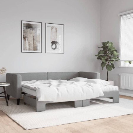 Trundle sofa bed with light gray fabric mattress 80x200 cm by vidaXL, Beds and slatted bases - Ref: Foro24-3196591, Price: 43...