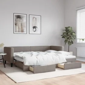 Trundle sofa bed with drawers taupe gray fabric 80x200 cm by vidaXL, Beds and slatted bases - Ref: Foro24-3196612, Price: 281...