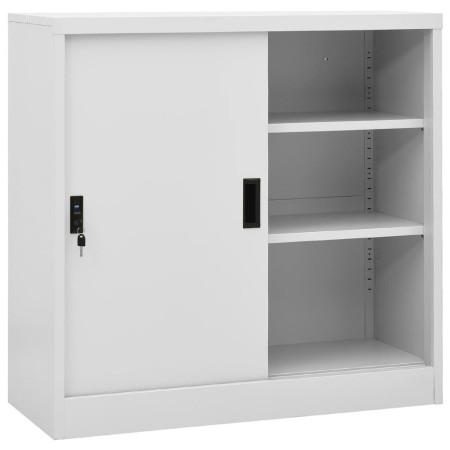 Office cabinet sliding door light gray steel 90x40x90cm by vidaXL, Lockers and storage cabinets - Ref: Foro24-335951, Price: ...