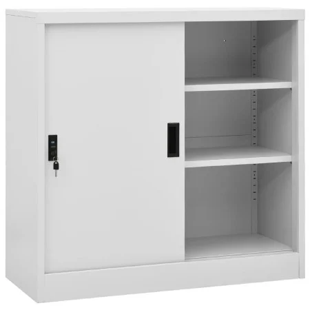 Office cabinet sliding door light gray steel 90x40x90cm by vidaXL, Lockers and storage cabinets - Ref: Foro24-335951, Price: ...