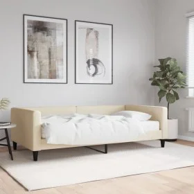 Sofa bed with cream fabric mattress 100x200 cm by vidaXL, Beds and slatted bases - Ref: Foro24-3196569, Price: 370,88 €, Disc...