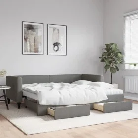 Trundle sofa bed with drawers dark gray fabric 80x200 cm by vidaXL, Beds and slatted bases - Ref: Foro24-3196610, Price: 281,...