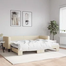 Trundle sofa bed cream fabric 80x200 cm by vidaXL, Beds and slatted bases - Ref: Foro24-3196577, Price: 242,04 €, Discount: %