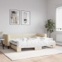 Trundle sofa bed cream fabric 80x200 cm by vidaXL, Beds and slatted bases - Ref: Foro24-3196577, Price: 246,49 €, Discount: %