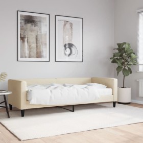 Sofa bed with cream fabric mattress 80x200 cm by vidaXL, Beds and slatted bases - Ref: Foro24-3196559, Price: 313,64 €, Disco...