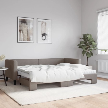 Trundle sofa bed with taupe gray fabric mattress 80x200 cm by vidaXL, Beds and slatted bases - Ref: Foro24-3196594, Price: 39...