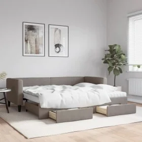 Trundle sofa bed with drawers taupe gray fabric 80x200 cm by vidaXL, Beds and slatted bases - Ref: Foro24-3196630, Price: 452...