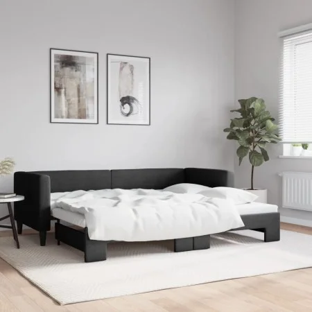 Black fabric trundle sofa bed 80x200 cm by vidaXL, Beds and slatted bases - Ref: Foro24-3196575, Price: 240,56 €, Discount: %