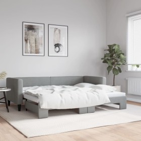 Ausziehbares Schlafsofa aus hellgrauem Stoff, 80 x 200 cm von vidaXL, Betten und Lattenroste - Ref: Foro24-3196573, Preis: 24...