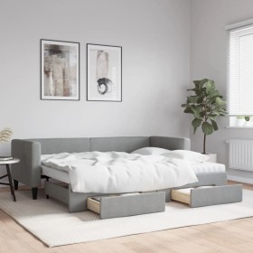 Sofá cama nido con cajones tela gris claro 80x200 cm de vidaXL, Camas y somieres - Ref: Foro24-3196627, Precio: 446,14 €, Des...