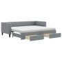 Trundle sofa bed with drawers light gray fabric 80x200 cm by vidaXL, Beds and slatted bases - Ref: Foro24-3196627, Price: 471...