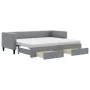 Trundle sofa bed with drawers light gray fabric 80x200 cm by vidaXL, Beds and slatted bases - Ref: Foro24-3196627, Price: 453...