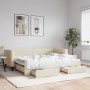 Trundle sofa bed with drawers cream fabric 80x200 cm by vidaXL, Beds and slatted bases - Ref: Foro24-3196613, Price: 286,37 €...