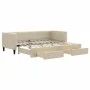 Trundle sofa bed with drawers cream fabric 80x200 cm by vidaXL, Beds and slatted bases - Ref: Foro24-3196613, Price: 282,01 €...