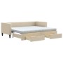 Trundle sofa bed with drawers cream fabric 80x200 cm by vidaXL, Beds and slatted bases - Ref: Foro24-3196631, Price: 452,78 €...