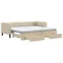 Trundle sofa bed with drawers cream fabric 80x200 cm by vidaXL, Beds and slatted bases - Ref: Foro24-3196631, Price: 452,69 €...
