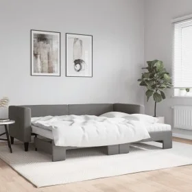 Trundle sofa bed with dark gray fabric mattress 80x200 cm by vidaXL, Beds and slatted bases - Ref: Foro24-3196592, Price: 414...