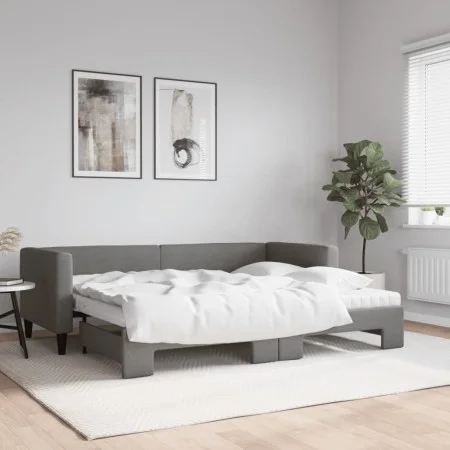 Trundle sofa bed with dark gray fabric mattress 80x200 cm by vidaXL, Beds and slatted bases - Ref: Foro24-3196592, Price: 414...