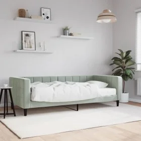 Sofa bed with light gray velvet mattress 90x200 cm by vidaXL, Beds and slatted bases - Ref: Foro24-3196667, Price: 329,77 €, ...