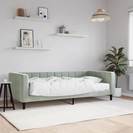 Schlafsofa mit hellgrauer Samtmatratze 90x200 cm von vidaXL, Betten und Lattenroste - Ref: Foro24-3196667, Preis: 329,17 €, R...