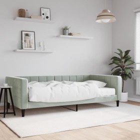 Sofa bed with light gray velvet mattress 100x200 cm by vidaXL, Beds and slatted bases - Ref: Foro24-3196674, Price: 345,60 €,...