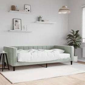 Sofa bed with light gray velvet mattress 100x200 cm by vidaXL, Beds and slatted bases - Ref: Foro24-3196674, Price: 374,19 €,...