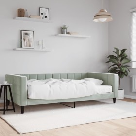 Sofá cama con colchón terciopelo gris claro 100x20