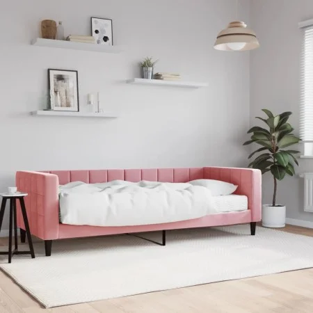 Sofa bed with pink velvet mattress 80x200 cm by vidaXL, Beds and slatted bases - Ref: Foro24-3196663, Price: 311,60 €, Discou...
