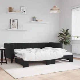 Ausziehbares Schlafsofa aus schwarzem Samt, 80 x 200 cm von vidaXL, Betten und Lattenroste - Ref: Foro24-3196688, Preis: 243,...
