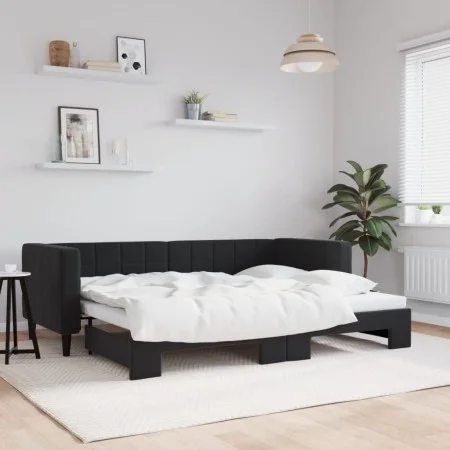 Ausziehbares Schlafsofa aus schwarzem Samt, 80 x 200 cm von vidaXL, Betten und Lattenroste - Ref: Foro24-3196688, Preis: 243,...